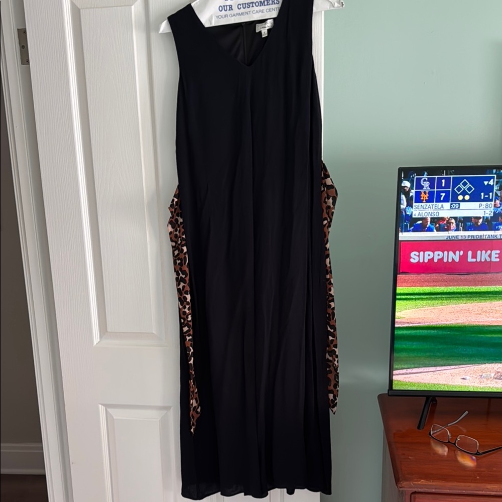 Robbie Bee Black Sheath Jumpsuit Sleeveless Crew Neck